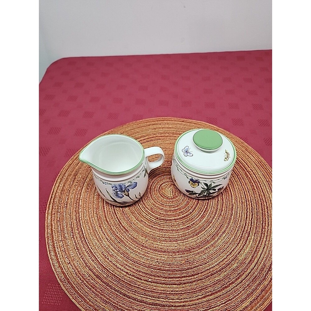 Mikasa Studio Nova Garden Bloom Sugar Bowl & Creamer Flowers & Butterflies Y2K - Picture 3 of 7